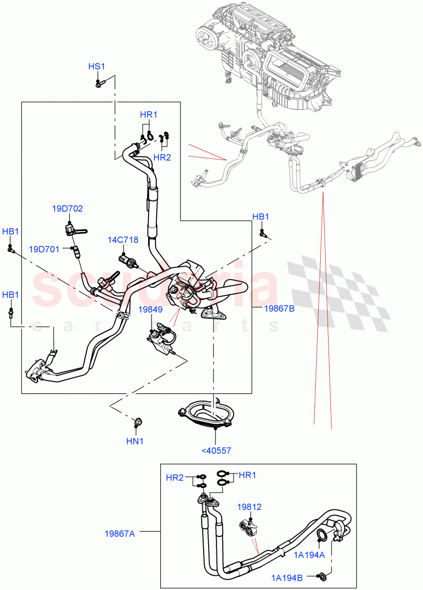 Air Conditioning System (2.0L AJ200P Hi PHEV, LHD) of Land Rover Land Rover Defender (2020+) [3.0 I6 Turbo Diesel AJ20D6]