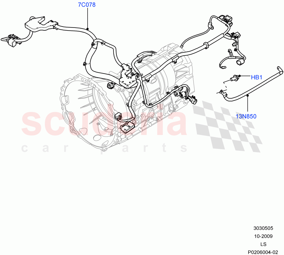 Electrical Wiring - Engine And Dash (Case Assy / Transmission) ((V) FROMAA000001) of Land Rover Land Rover Discovery 4 (2010-2016) [4.0 Petrol V6]