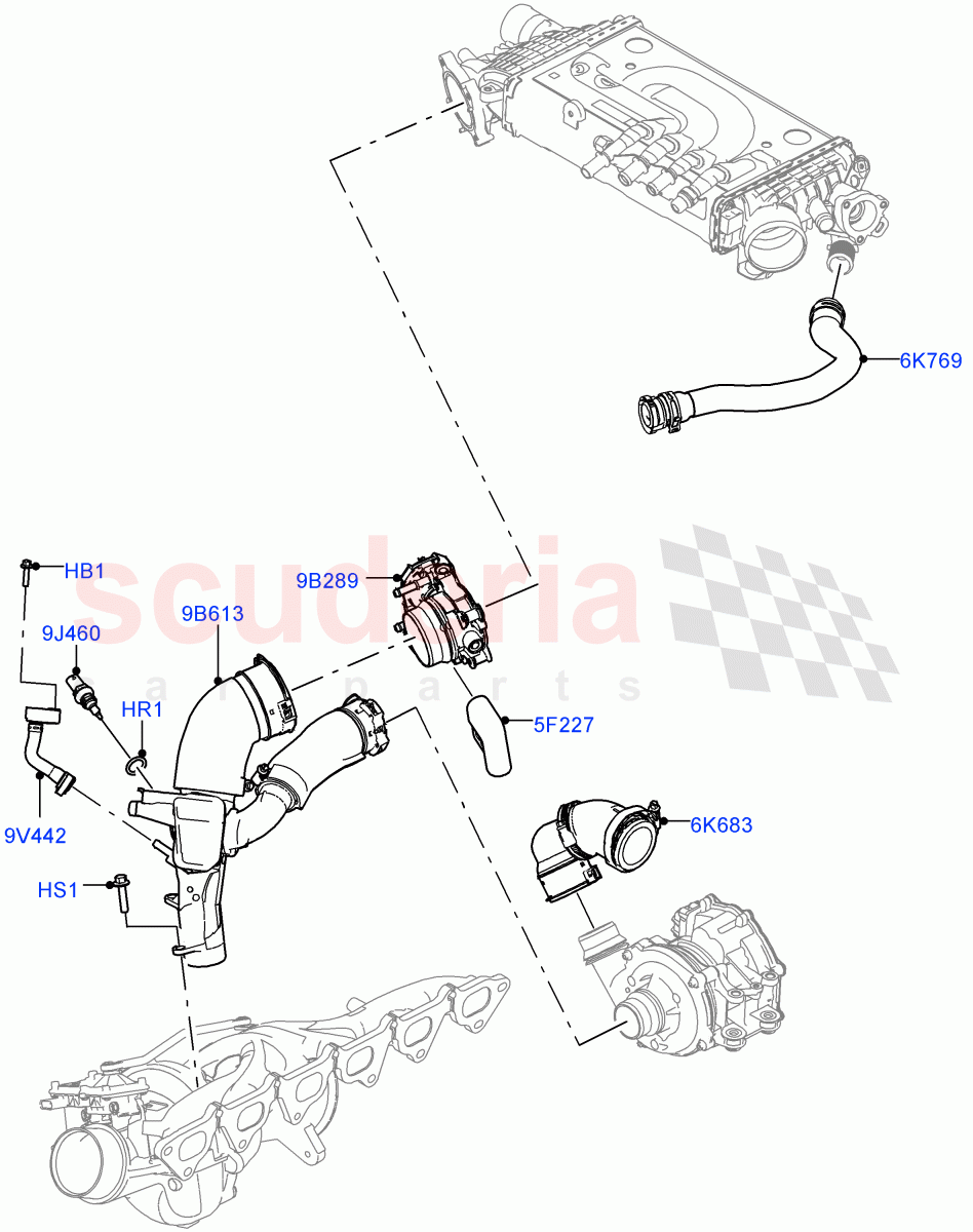 Intercooler/Air Ducts And Hoses (Air Ducts And Hoses) (3.0L AJ20P6 Petrol High) ((V) FROMMA000001) of Land Rover Land Rover Range Rover Velar (2017+) [3.0 I6 Turbo Petrol AJ20P6]