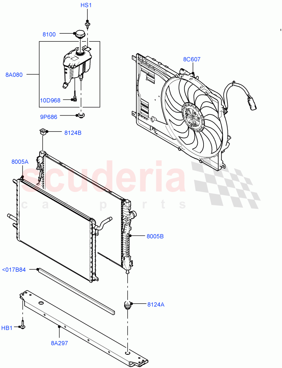 Radiator/Coolant Overflow Container (2.0L AJ20D4 Diesel LF PTA, 6 Speed Manual Trans BG6, Halewood (UK), 2.0L AJ20D4 Diesel Mid PTA, 2.0L AJ20D4 Diesel High PTA, 9 Speed Auto Trans 9HP50) of Land Rover Land Rover Discovery Sport (2015+) [2.0 Turbo Diesel]