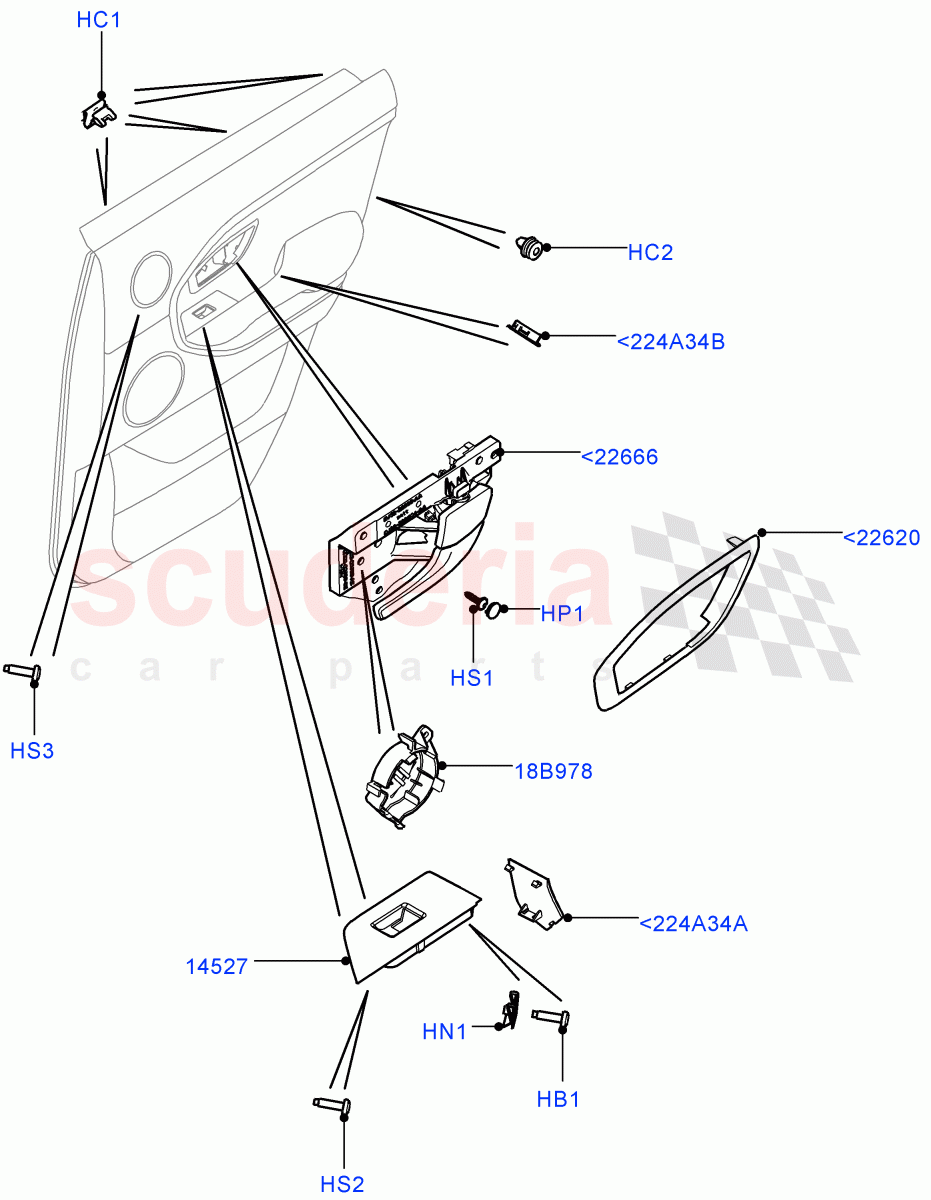 Rear Door Trim Installation (5 Door, Itatiaia (Brazil)) ((V) FROMGT000001) of Land Rover Land Rover Range Rover Evoque (2012-2018) [2.0 Turbo Diesel]