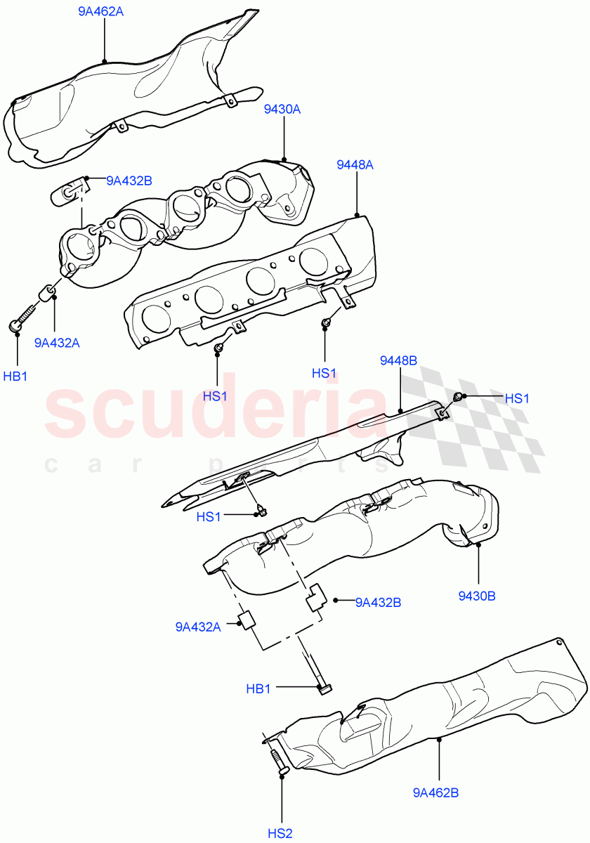Exhaust Manifold (5.0L OHC SGDI NA V8 Petrol - AJ133) ((V) FROMAA000001) of Land Rover Land Rover Discovery 4 (2010-2016) [5.0 OHC SGDI NA V8 Petrol]