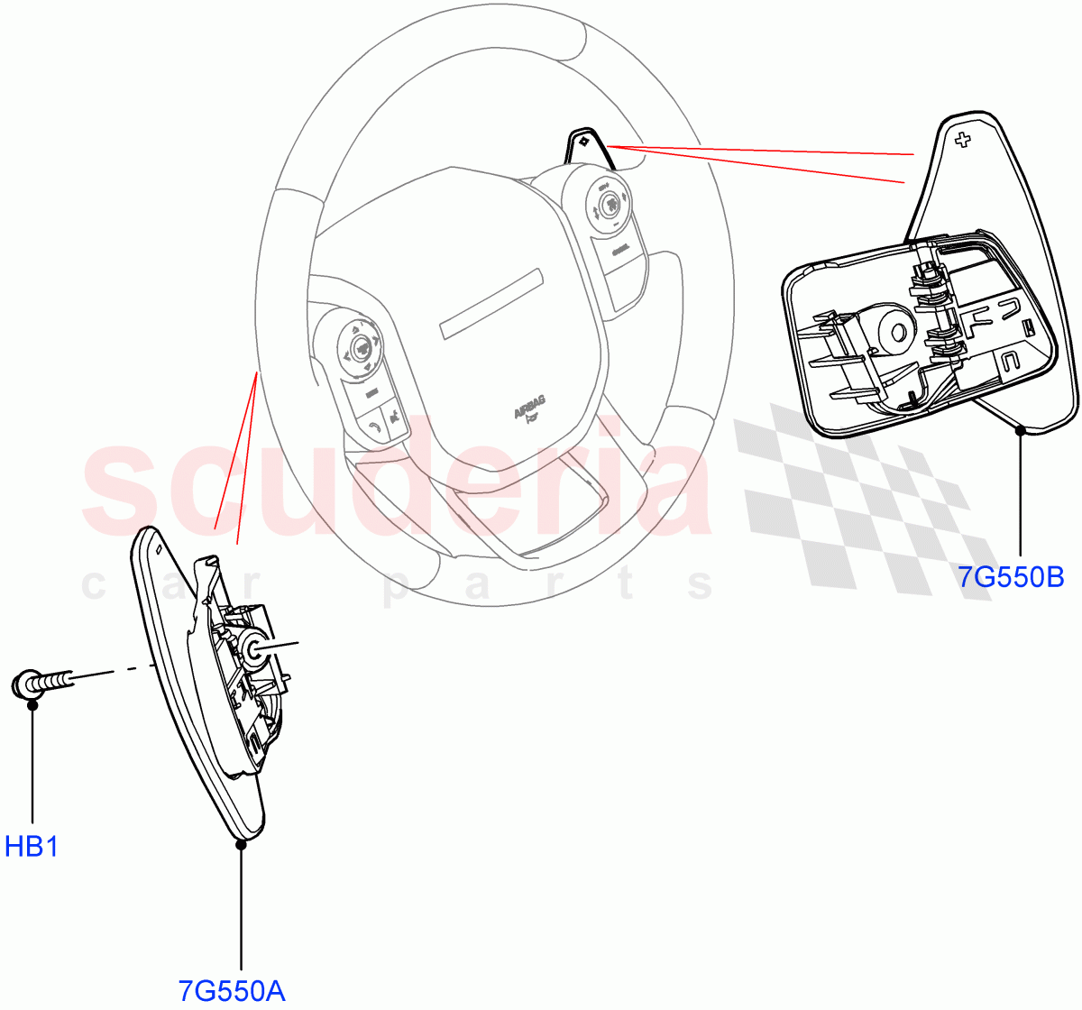 Gear Change-Automatic Transmission (Steering Wheel) (9 Speed Auto Trans 9HP50, Changsu (China), Paddle Shift, Paddle Shift - Noble) ((V) FROMKG006088) of Land Rover Land Rover Range Rover Evoque (2019+) [2.0 Turbo Petrol AJ200P]