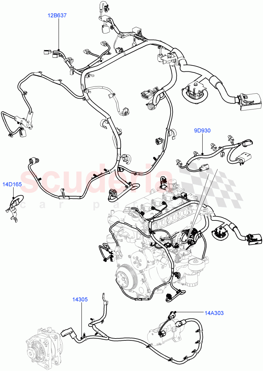 Electrical Wiring - Engine And Dash (2.0L 16V TIVCT T/C 240PS Petrol) of Land Rover Land Rover Range Rover Sport (2014+) [3.0 DOHC GDI SC V6 Petrol]