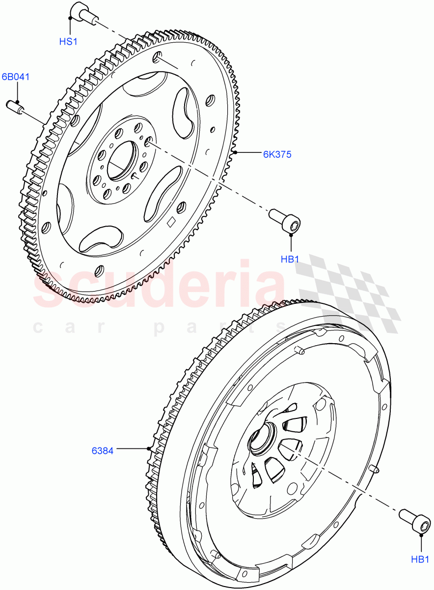 Flywheel (2.0L AJ20D4 Diesel Mid PTA, Halewood (UK), 2.0L AJ20D4 Diesel LF PTA, 2.0L AJ20D4 Diesel High PTA) of Land Rover Land Rover Discovery Sport (2015+) [2.0 Turbo Diesel]