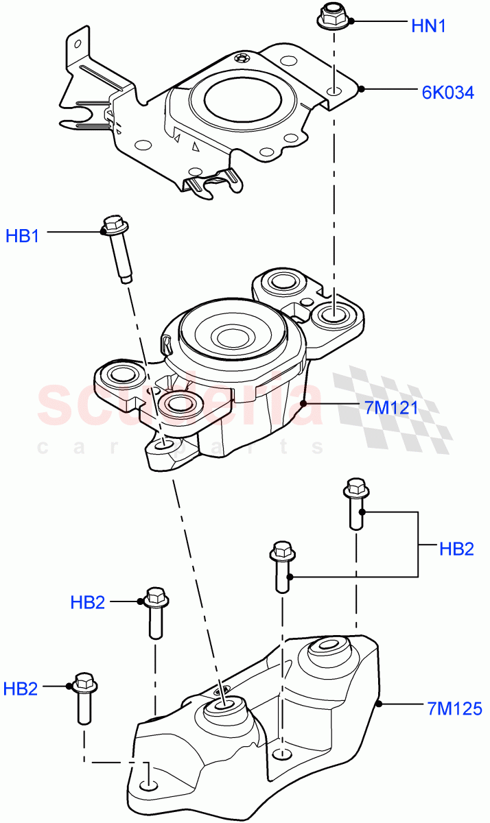 Transmission Mounting (2.0L I4 DSL MID DOHC AJ200, 9 Speed Auto AWD, Itatiaia (Brazil), 2.0L I4 DSL HIGH DOHC AJ200) ((V) FROMGT000001) of Land Rover Land Rover Discovery Sport (2015+) [2.2 Single Turbo Diesel]