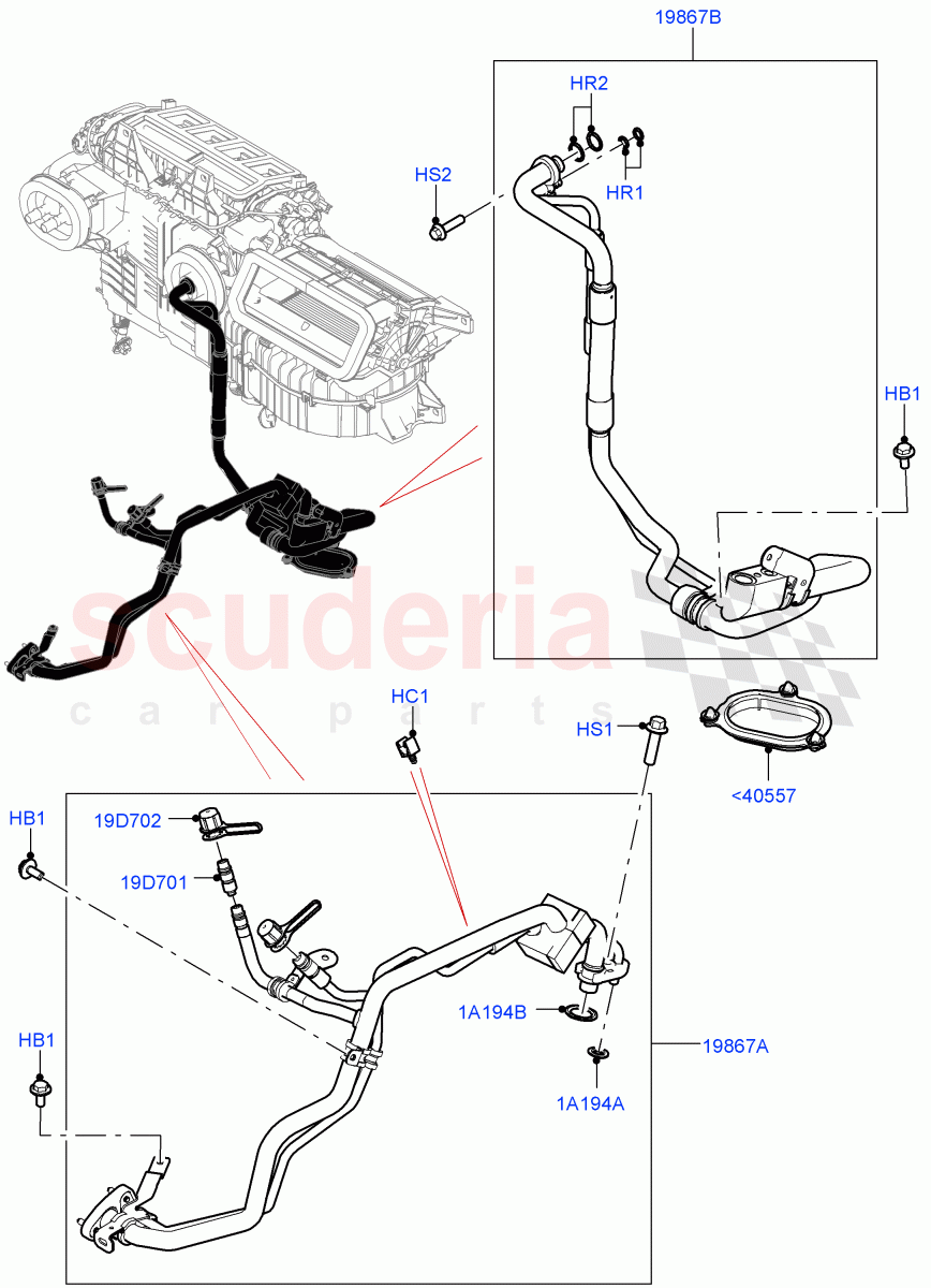 Air Conditioning System (3.0L AJ20P6 Petrol High, RHD, With Air Conditioning - Front/Rear, 2.0L I4 High DOHC AJ200 Petrol, With Front Comfort Air Con (IHKA), 2.0L I4 DSL HIGH DOHC AJ200, 3.0L AJ20D6 Diesel High) of Land Rover Land Rover Defender (2020+) [2.0 Turbo Diesel]