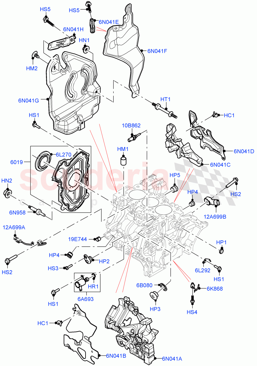 Cylinder Block And Plugs (1.5L AJ20P3 Petrol High PHEV, Halewood (UK)) ((V) FROMLH000001) of Land Rover Land Rover Discovery Sport (2015+) [1.5 I3 Turbo Petrol AJ20P3]