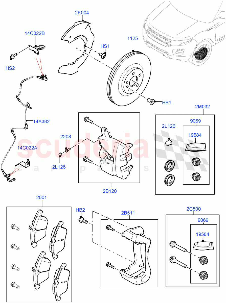 Front Brake Discs And Calipers (Halewood (UK), Front Disc And Caliper Size 18) ((V) FROMHH000001) of Land Rover Land Rover Range Rover Evoque (2012-2018) [2.0 Turbo Diesel]