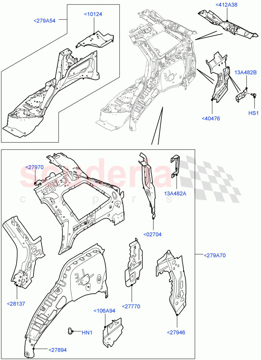 Side Panels - Inner (Middle - Rear, Inner - Rear) of Land Rover Land Rover Range Rover Sport (2014+) [4.4 DOHC Diesel V8 DITC]