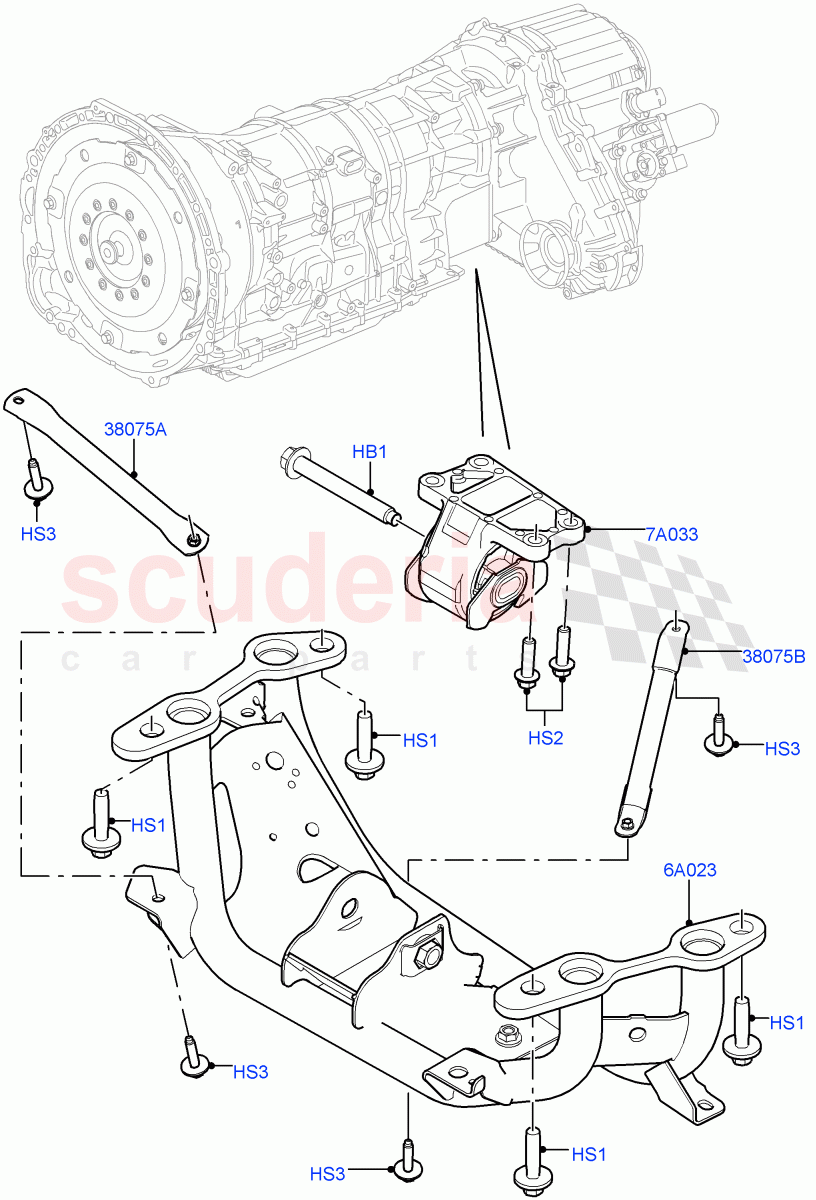 Transmission Mounting (3.0 V6 D Low MT ROW, 3.0 V6 D Gen2 Mono Turbo, 3.0 V6 D Gen2 Twin Turbo) ((V) FROMJA000001) of Land Rover Land Rover Range Rover (2012-2021) [3.0 I6 Turbo Diesel AJ20D6]