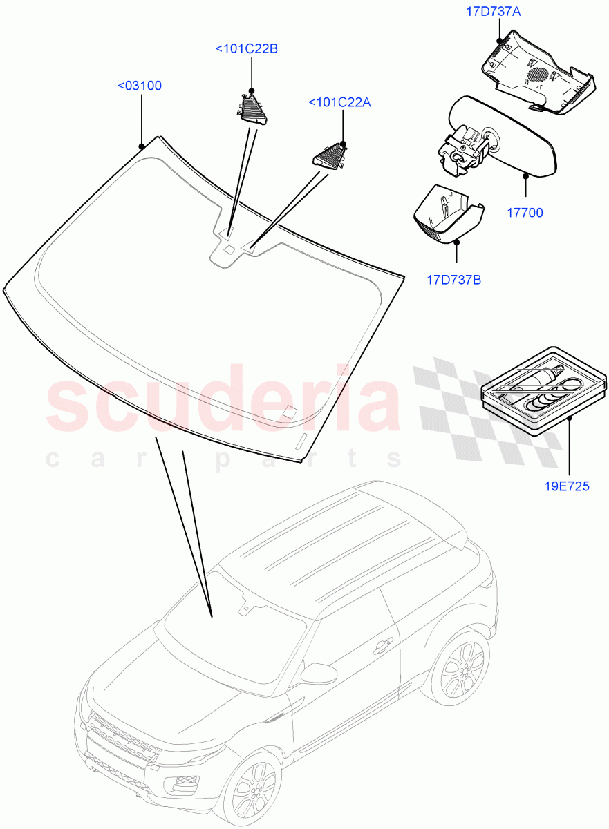 Windscreen/Inside Rear View Mirror (Itatiaia (Brazil)) ((V) FROMGT000001) of Land Rover Land Rover Range Rover Evoque (2012-2018) [2.0 Turbo Diesel]