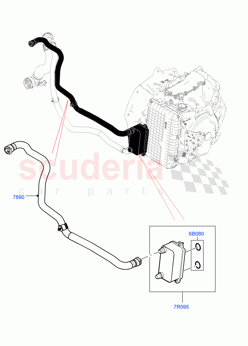 Transmission Cooling Systems (2.0L I4 Mid AJ200 Petrol E100, 9 Speed Auto AWD, Itatiaia (Brazil), 2.0L I4 Mid DOHC AJ200 Petrol) ((V) FROMJT000001) of Land Rover Land Rover Discovery Sport (2015+) [2.0 Turbo Petrol AJ200P]