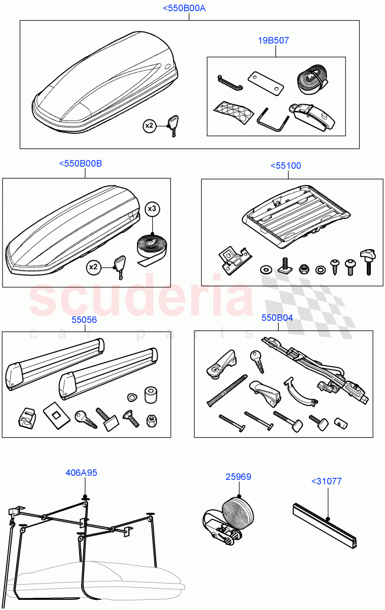 Carriers & Boxes (Accessory, Roof Carriers) (Halewood (UK), Itatiaia (Brazil)) of Land Rover Land Rover Discovery Sport (2015+) [1.5 I3 Turbo Petrol AJ20P3]