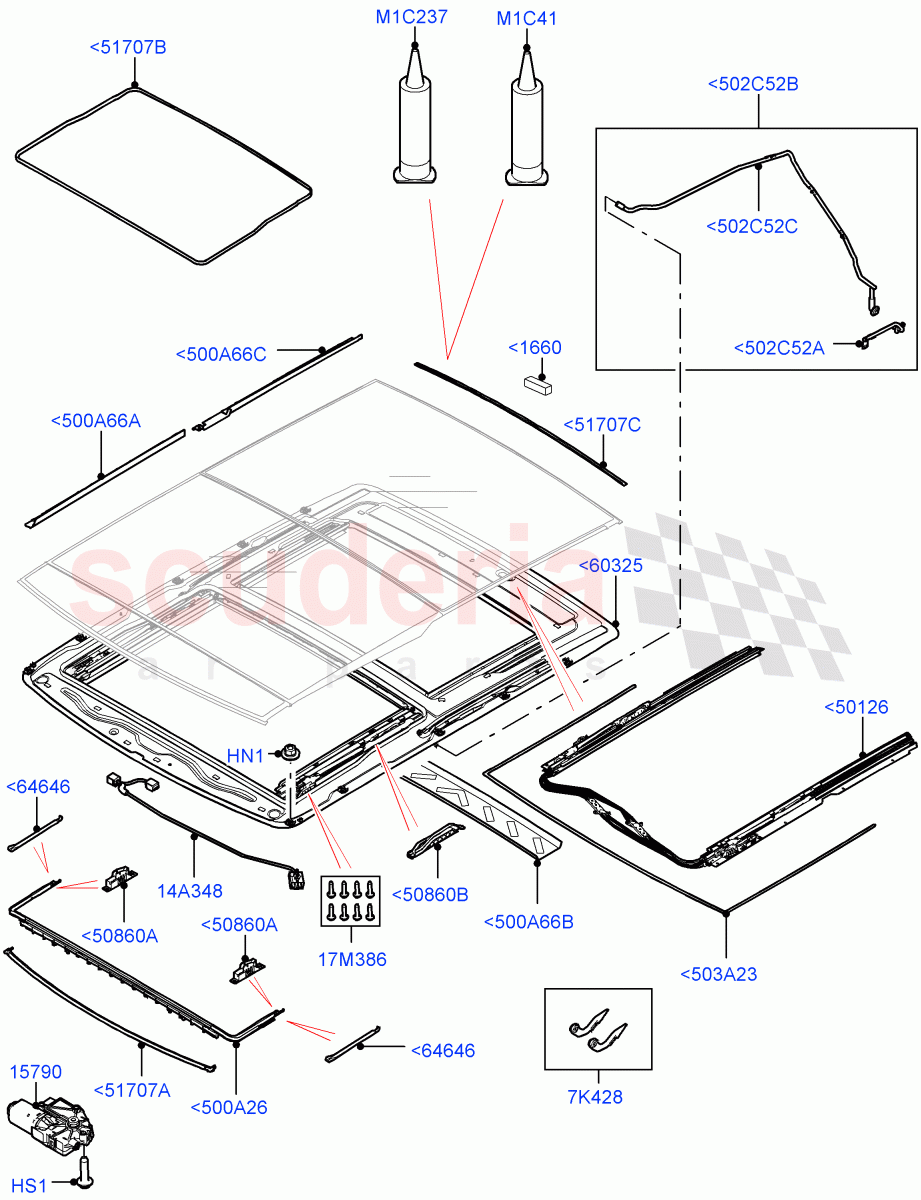 Sliding Roof Mechanism And Controls (Sunroof Frame) (With Roof Conversion-Panorama Power) of Land Rover Land Rover Range Rover (2012-2021) [3.0 I6 Turbo Diesel AJ20D6]