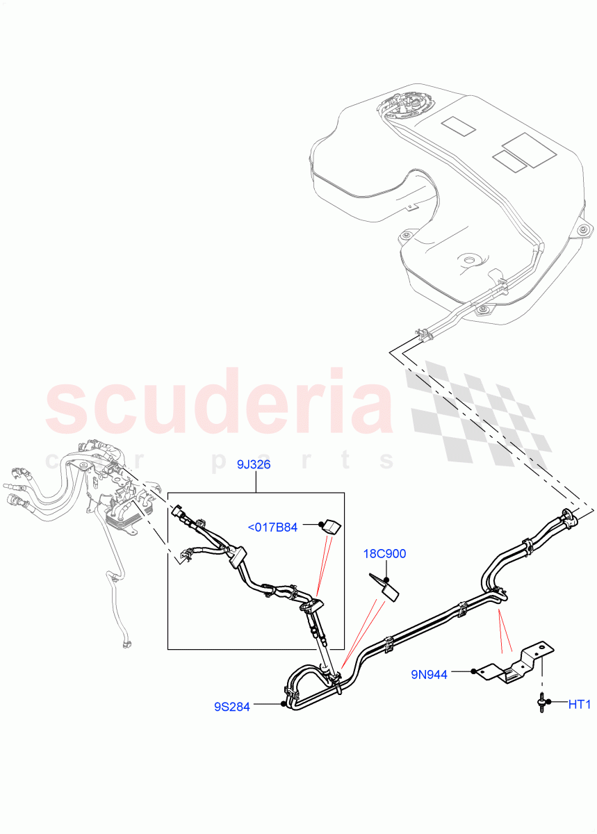 Fuel Lines (Rear) (3.0L AJ20D6 Diesel High) ((V) FROMLA000001) of Land Rover Land Rover Range Rover Sport (2014+) [3.0 I6 Turbo Diesel AJ20D6]