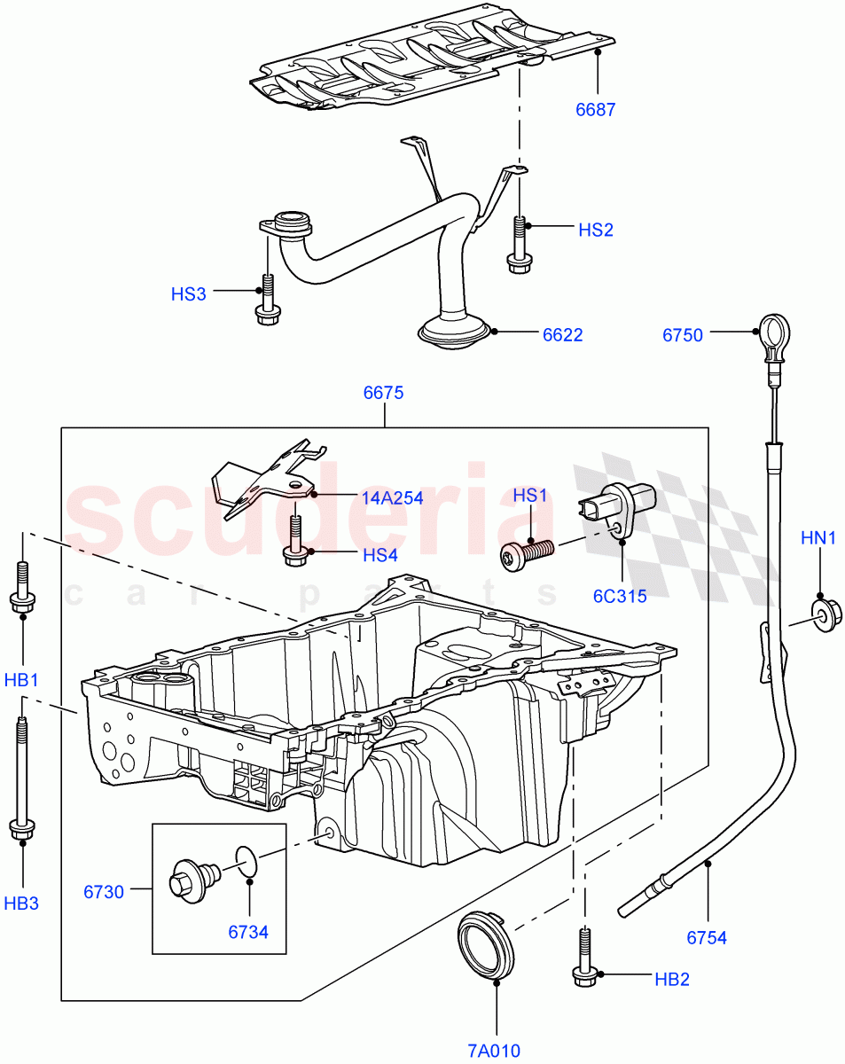 Oil Pan/Oil Level Indicator (AJ Petrol 4.2 V8 Supercharged) of Land Rover Land Rover Range Rover Sport (2005-2009) [4.2 Petrol V8 Supercharged]