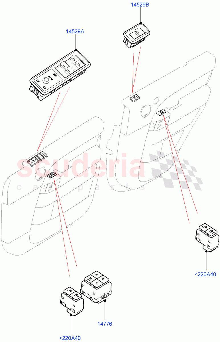 Switches (Front And Rear Doors) ((V) FROMJA000001) of Land Rover Land Rover Range Rover Sport (2014+) [2.0 Turbo Petrol AJ200P]
