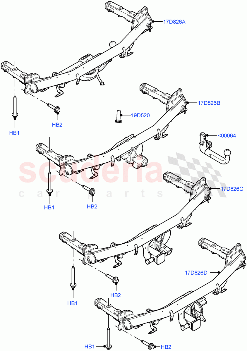 Tow Bar (Halewood (UK), Tow Hitch Elec Deployable Swan Neck, Tow Hitch Man Detachable Swan Neck, Tow Hitch Receiver 12 Pin Elec, Tow Hitch Receiver NAS) ((V) FROMLH000001) of Land Rover Land Rover Discovery Sport (2015+) [2.0 Turbo Petrol GTDI]