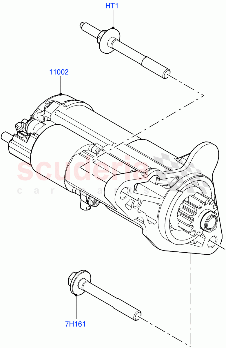 Starter Motor (1.5L AJ20P3 Petrol High, 8 Speed Automatic Trans 8G30, Changsu (China), 1.5L AJ20P3 Petrol High PHEV) of Land Rover Land Rover Discovery Sport (2015+) [1.5 I3 Turbo Petrol AJ20P3]