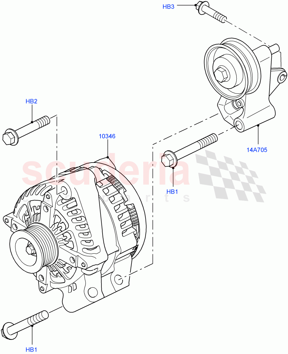Alternator And Mountings (4.4L DOHC DITC V8 Diesel) of Land Rover Land Rover Range Rover Sport (2014+) [4.4 DOHC Diesel V8 DITC]