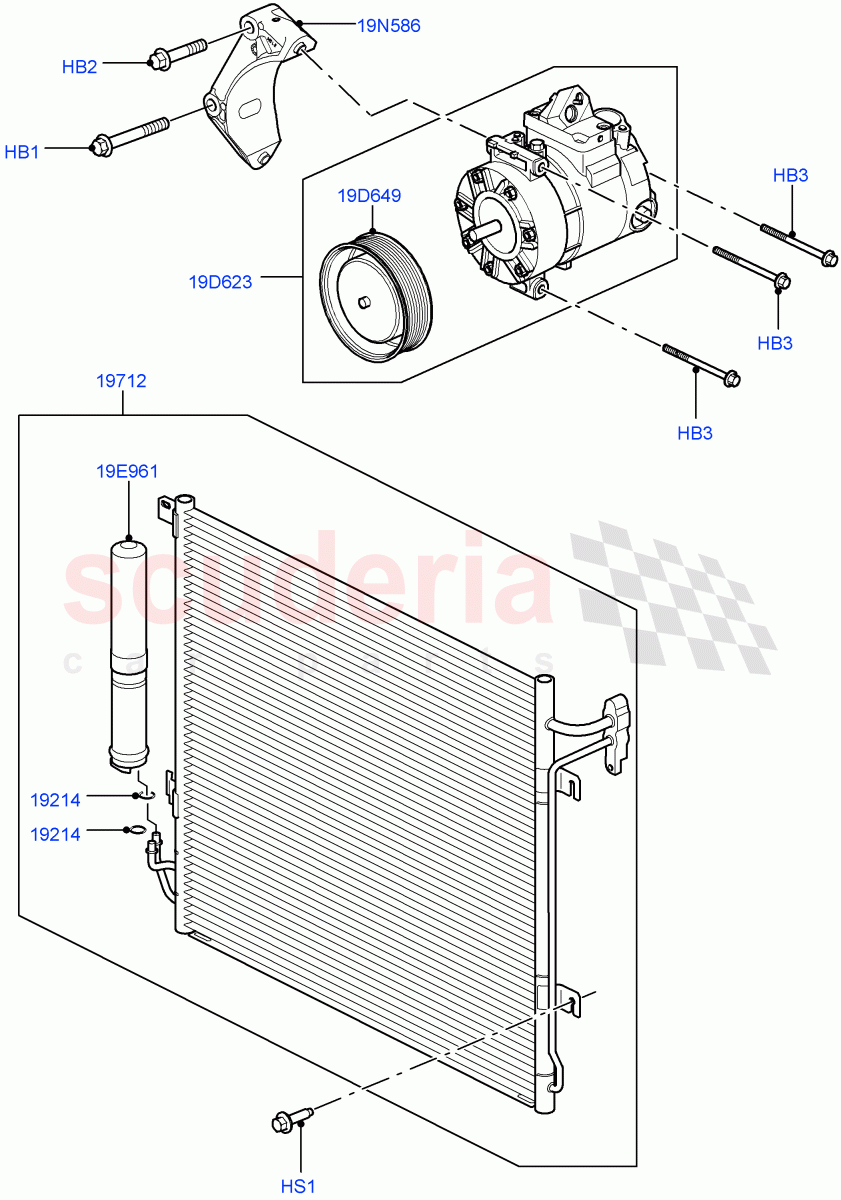 Air Conditioning Condensr/Compressr (3.6L V8 32V DOHC EFi Diesel Lion) ((V) TO9A999999) of Land Rover Land Rover Range Rover Sport (2005-2009) [4.4 AJ Petrol V8]