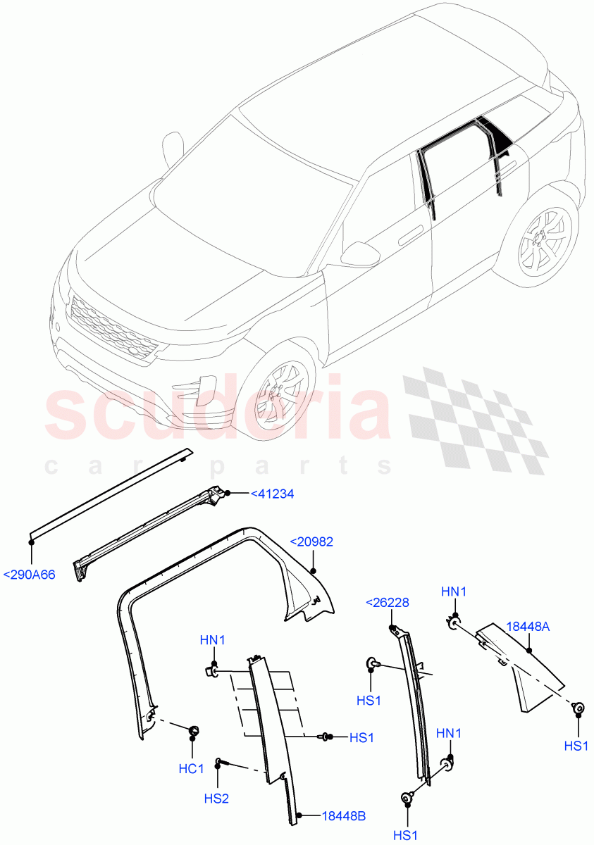 Rear Doors, Hinges & Weatherstrips (Rear Finisher) (Changsu (China)) of Land Rover Land Rover Range Rover Evoque (2019+) [2.0 Turbo Petrol AJ200P]