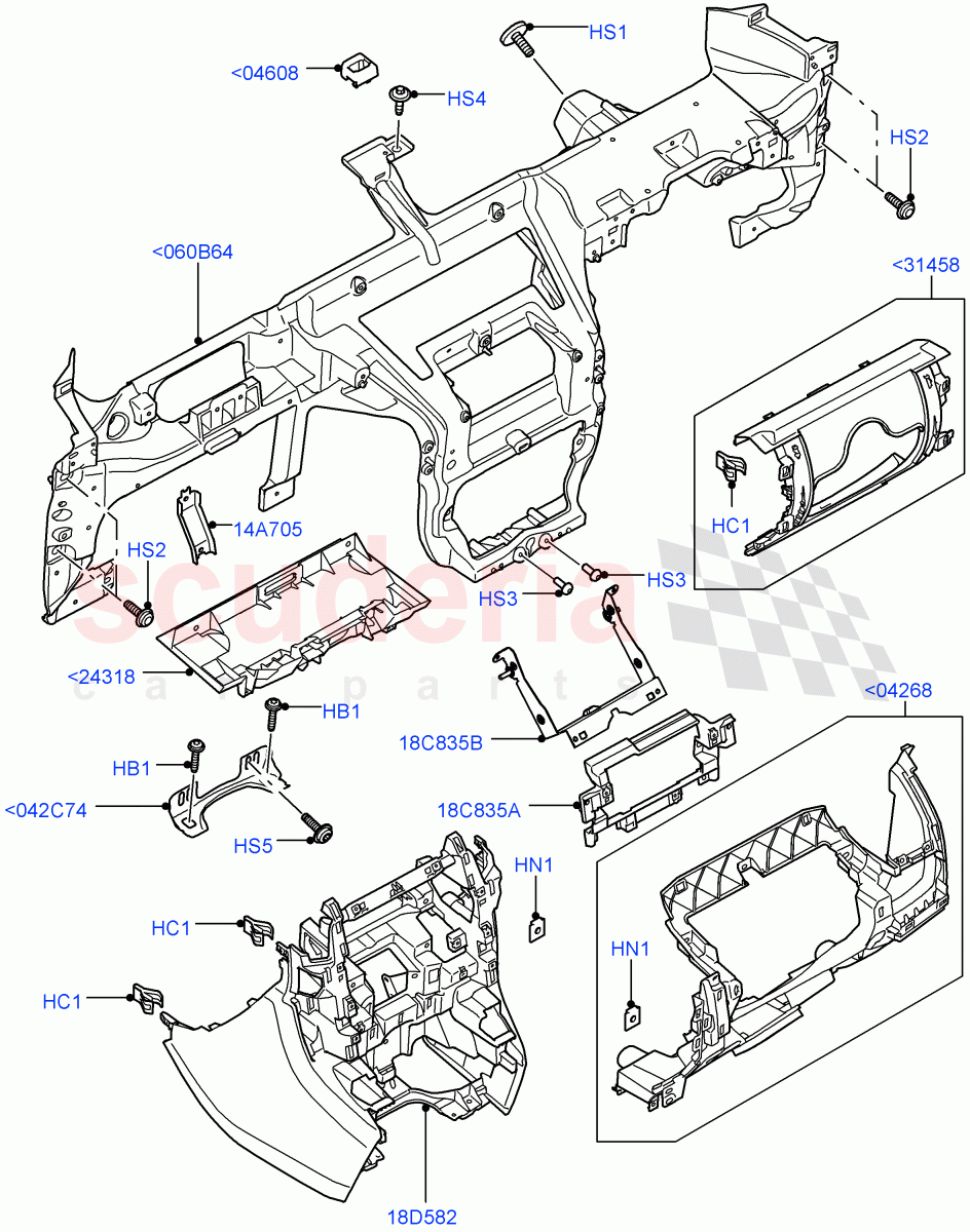 Instrument Panel (Internal Components) ((V) FROMAA000001) of Land Rover Land Rover Discovery 4 (2010-2016) [3.0 Diesel 24V DOHC TC]