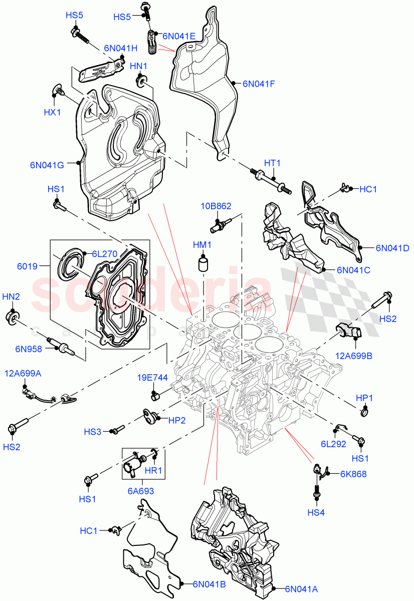 Cylinder Block And Plugs (1.5L AJ20P3 Petrol High PHEV, Changsu (China)) of Land Rover Land Rover Range Rover Evoque (2019+) [1.5 I3 Turbo Petrol AJ20P3]