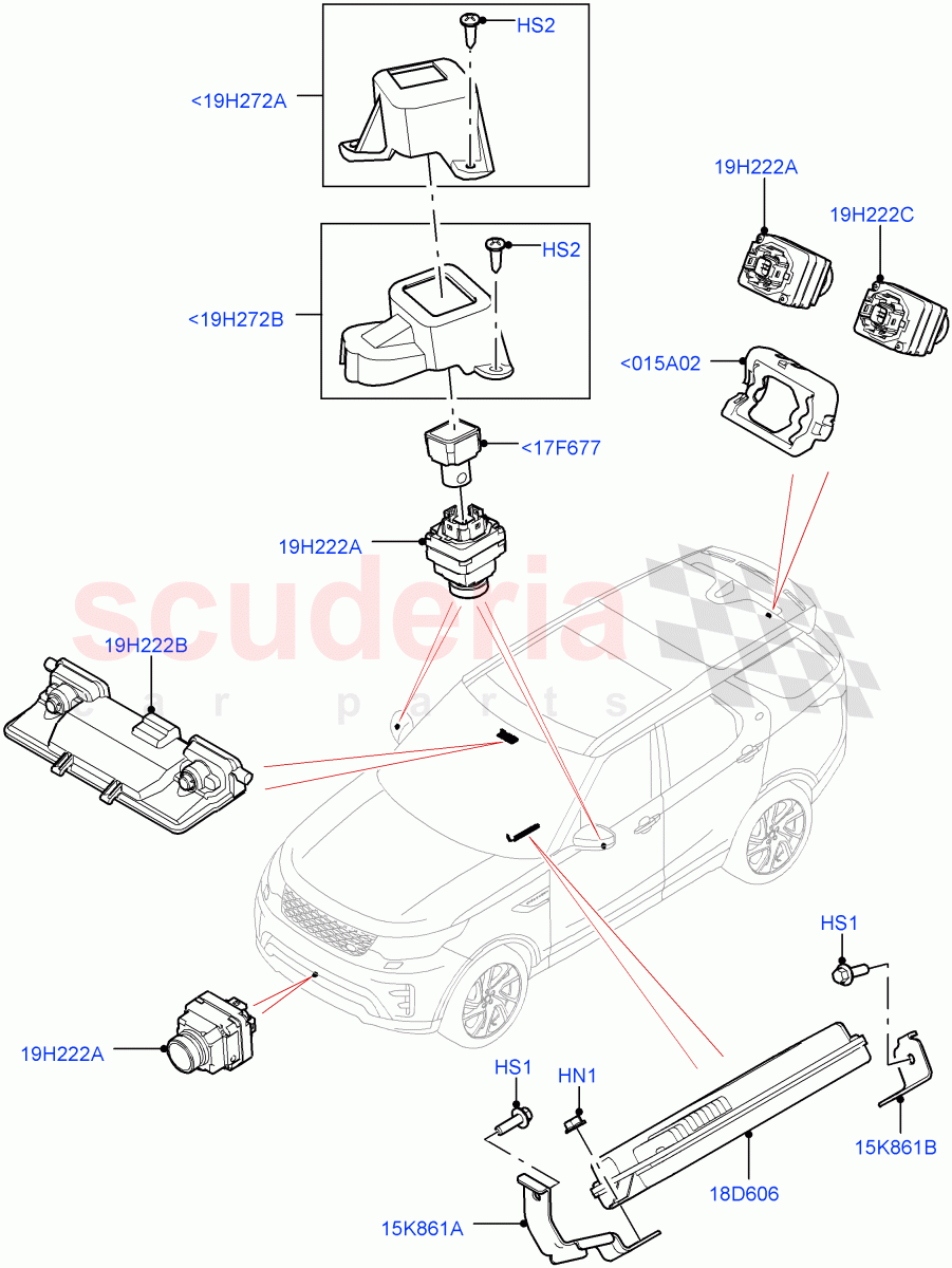 Camera Equipment (Solihull Plant Build) ((V) FROMHA000001, (V) TOHA999999) of Land Rover Land Rover Discovery 5 (2017+) [2.0 Turbo Petrol AJ200P]