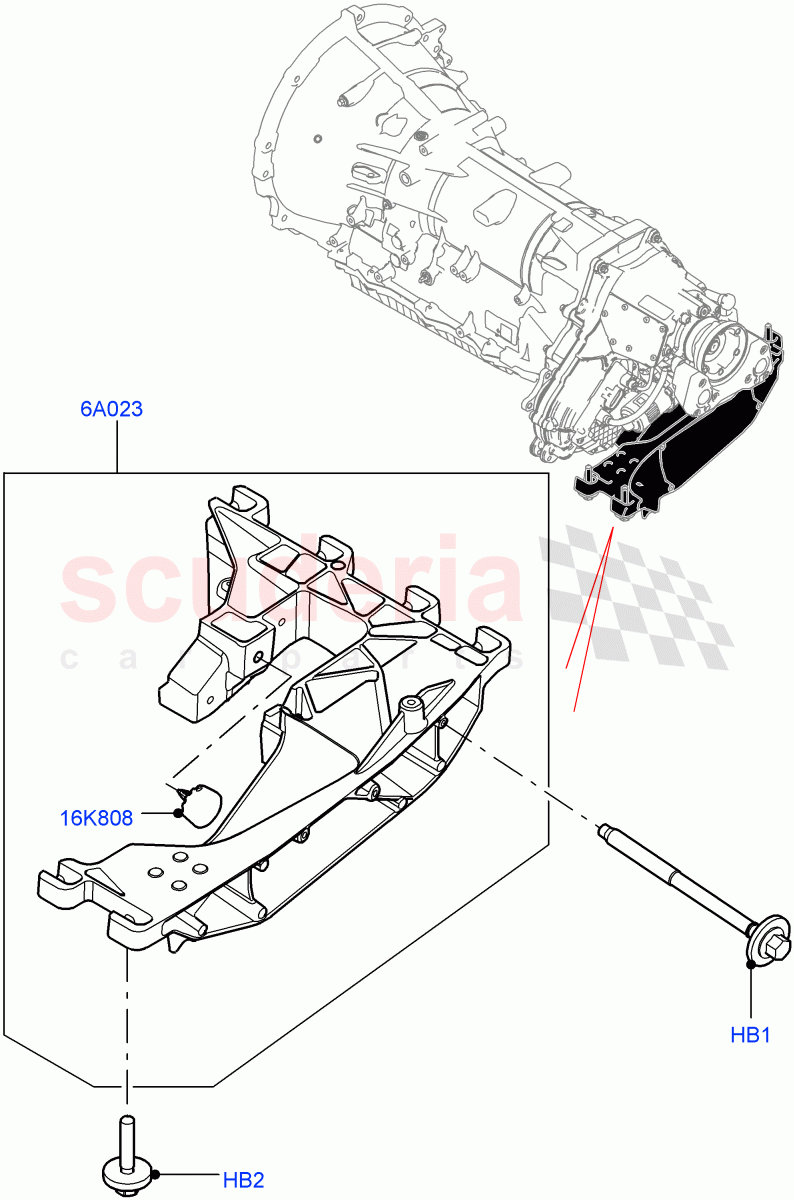 Transmission Mounting (3.0L DOHC GDI SC V6 PETROL, 5.0L P AJ133 DOHC CDA S/C Enhanced) of Land Rover Land Rover Range Rover Velar (2017+) [2.0 Turbo Petrol AJ200P]