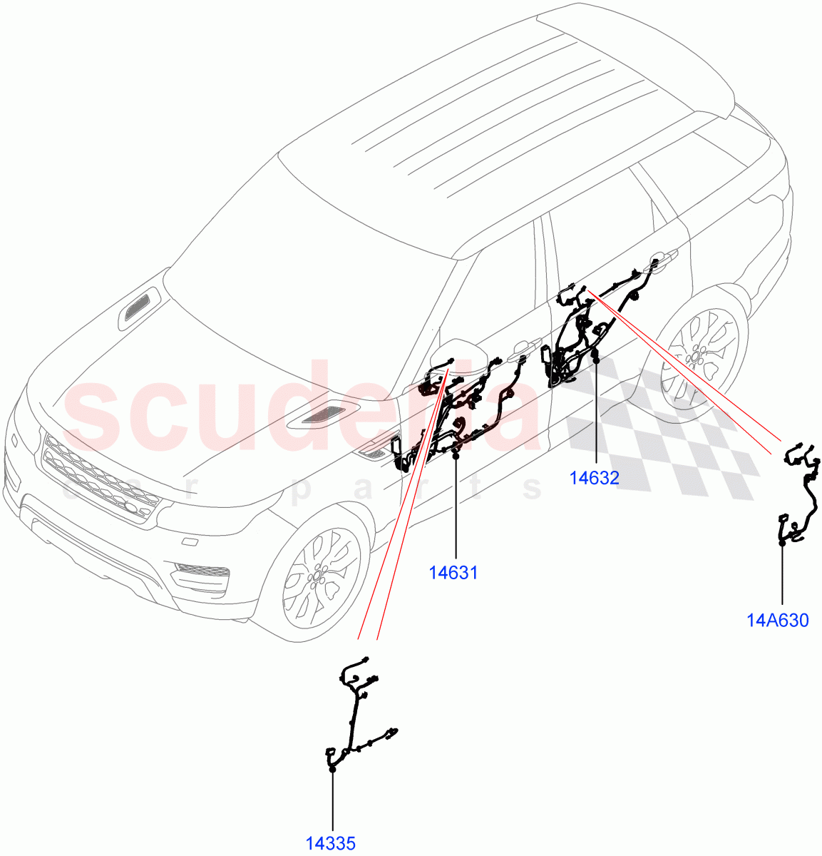 Electrical Wiring - Body And Rear (Front And Rear Doors) ((V) FROMHA000001, (V) TOHA999999) of Land Rover Land Rover Range Rover Sport (2014+) [2.0 Turbo Diesel]