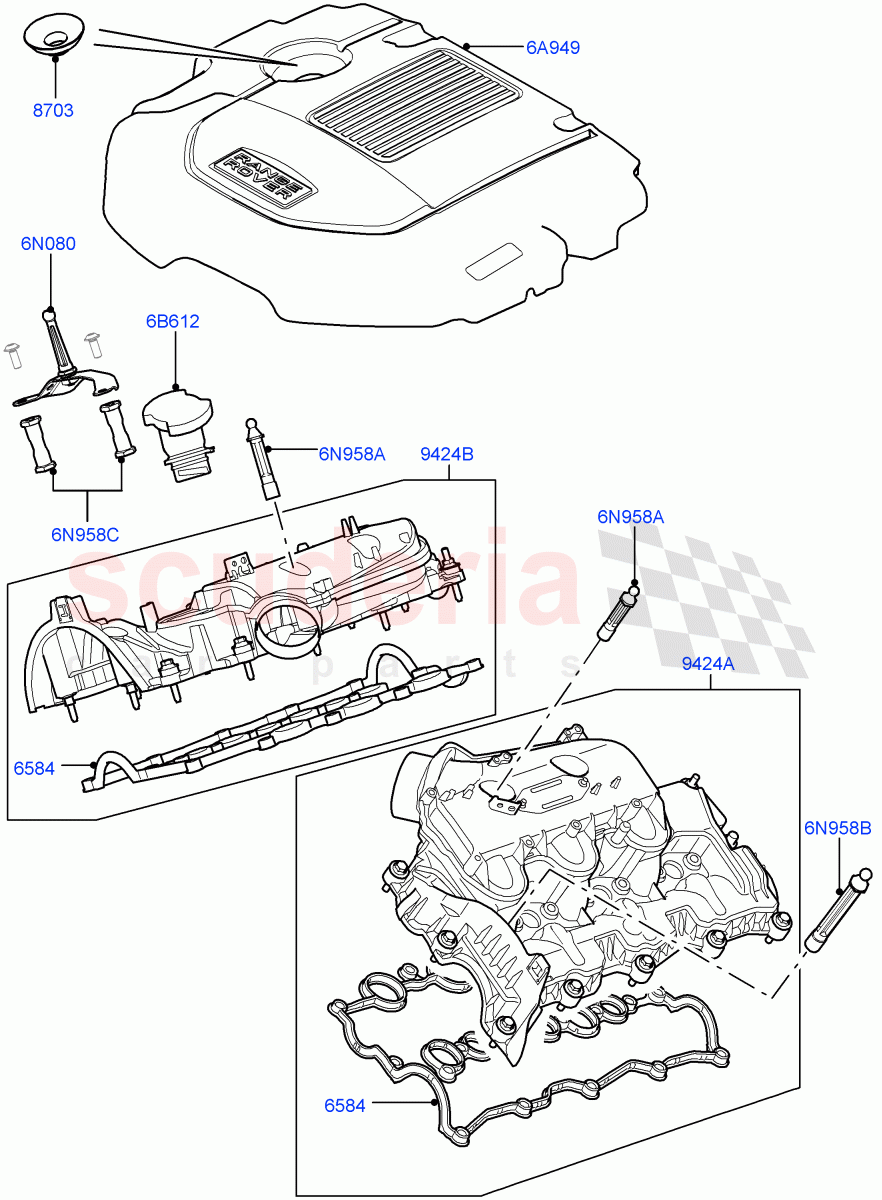 Inlet Manifold (Solihull Plant Build) (3.0 V6 Diesel) ((V) FROMAA000001) of Land Rover Land Rover Discovery 5 (2017+) [3.0 Diesel 24V DOHC TC]