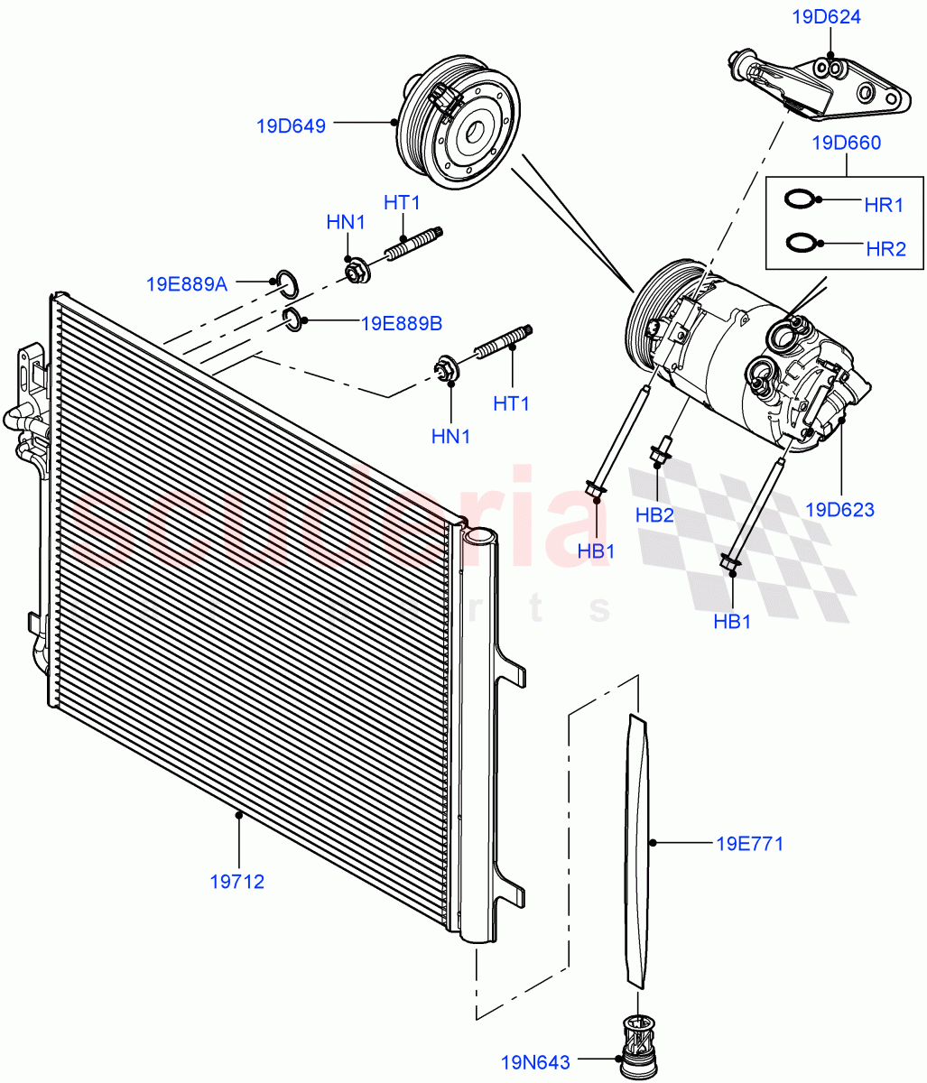 Air Conditioning Condensr/Compressr (2.0L 16V TIVCT T/C 240PS Petrol, Changsu (China)) ((V) FROMEG000001) of Land Rover Land Rover Range Rover Evoque (2012-2018) [2.0 Turbo Petrol AJ200P]