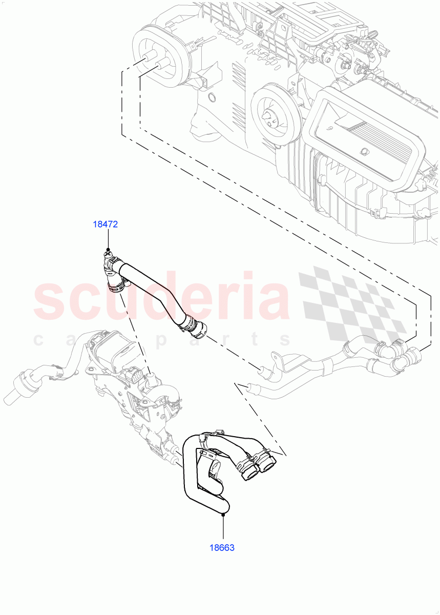 Heater Hoses (Front) (4.4L DOHC DITC V8 Diesel, Fuel Heater W/Pk Heat With Remote, Fuel Fired Heater With Park Heat) ((V) FROMKA000001) of Land Rover Land Rover Range Rover (2012-2021) [3.0 DOHC GDI SC V6 Petrol]