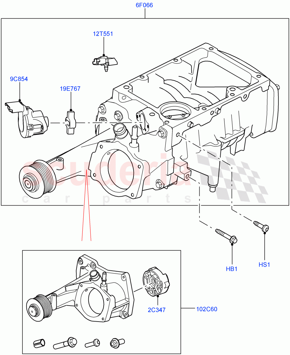 Supercharger (Solihull Plant Build) (3.0L DOHC GDI SC V6 PETROL) ((V) FROMEA000001) of Land Rover Land Rover Range Rover Velar (2017+) [3.0 DOHC GDI SC V6 Petrol]