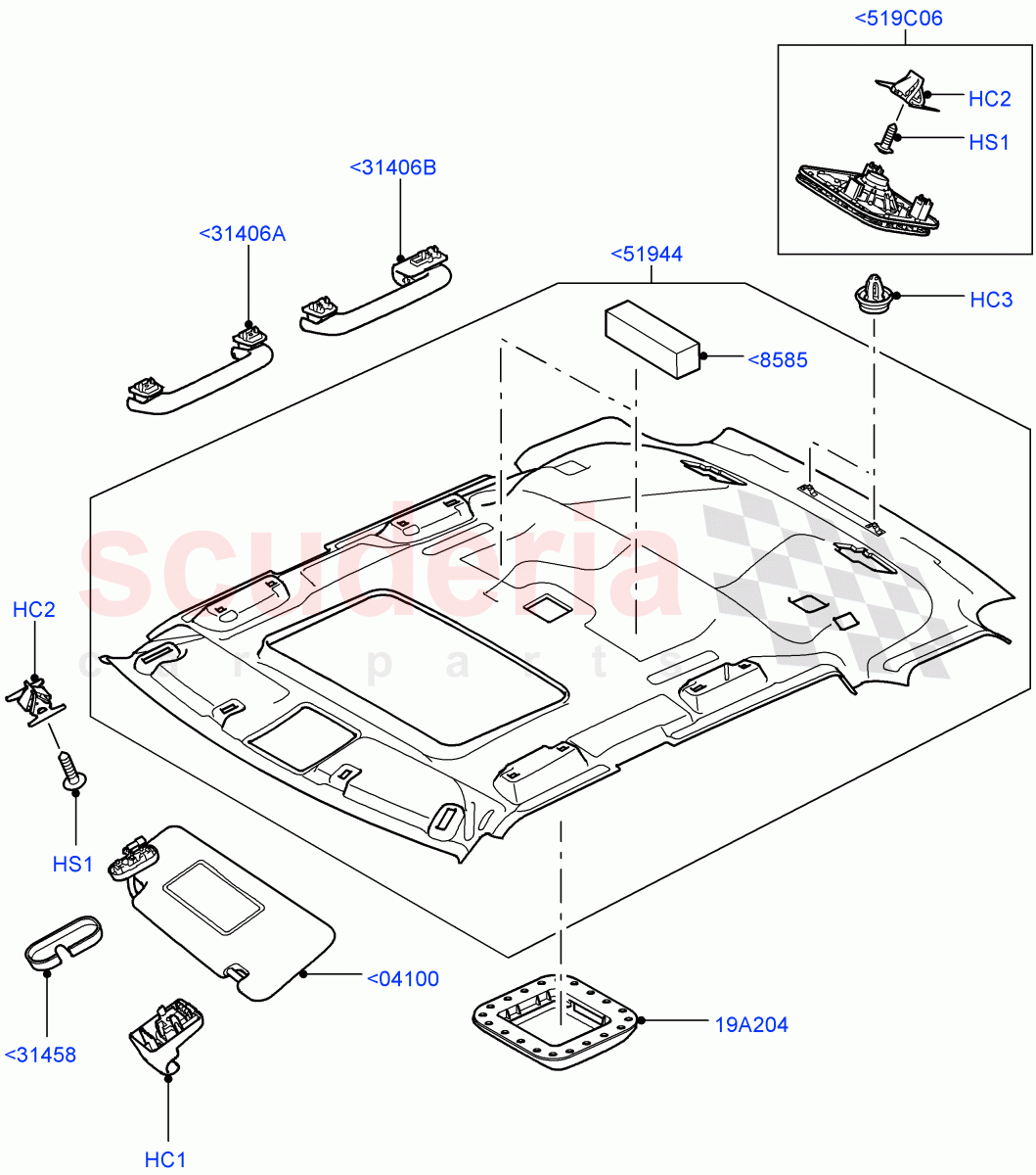 Headlining And Sun Visors ((V) TO9A999999) of Land Rover Land Rover Range Rover Sport (2005-2009) [3.6 V8 32V DOHC EFI Diesel]