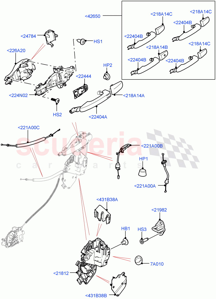 Front Door Lock Controls (Solihull Plant Build) ((V) FROMHA000001, (V) TOHA999999) of Land Rover Land Rover Discovery 5 (2017+) [3.0 Diesel 24V DOHC TC]