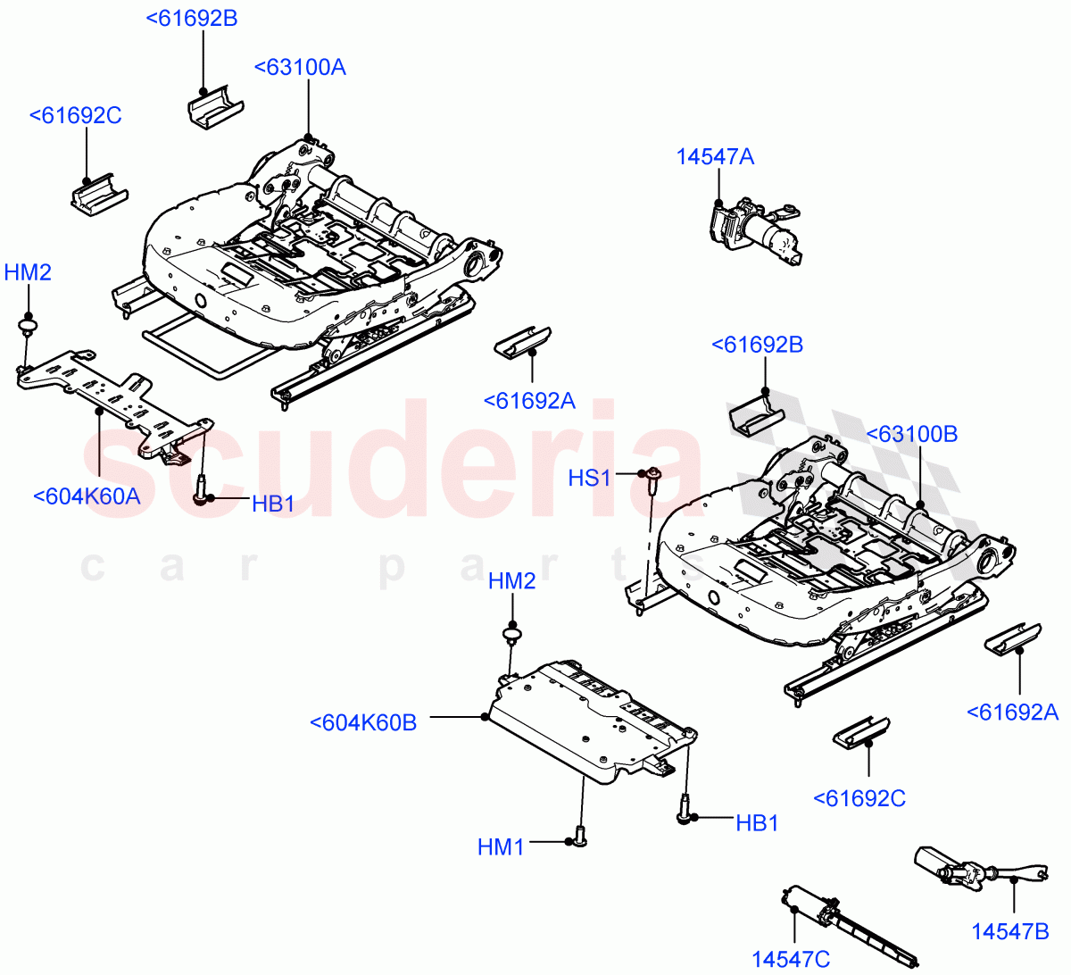 Front Seat Base (Changsu (China)) of Land Rover Land Rover Range Rover Evoque (2019+) [2.0 Turbo Petrol AJ200P]