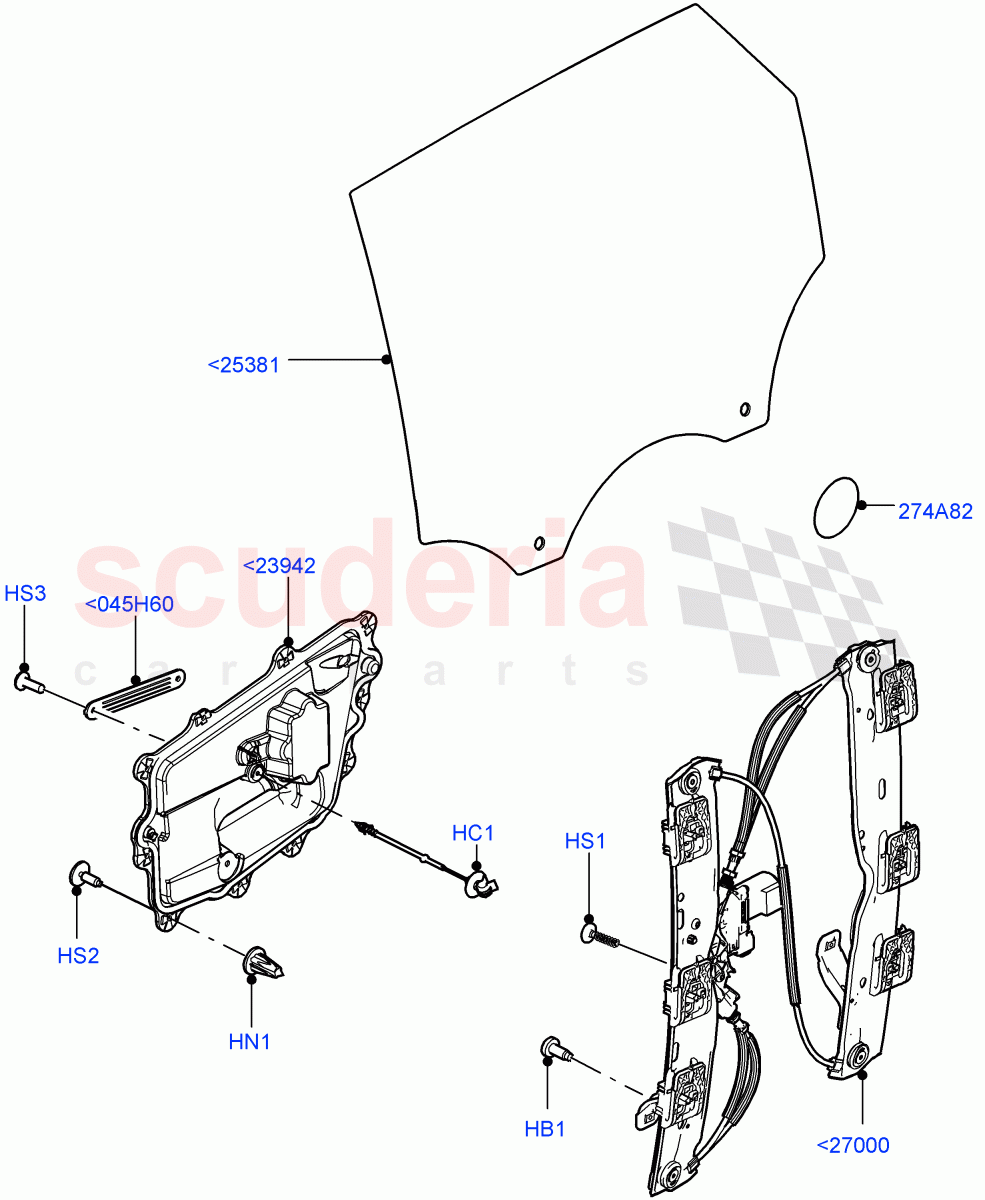 Rear Door Glass And Window Controls of Land Rover Land Rover Range Rover Velar (2017+) [3.0 Diesel 24V DOHC TC]