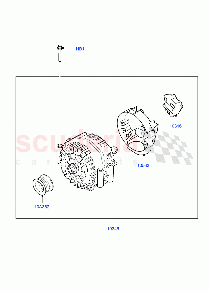Alternator And Mountings (4.4 V8 Turbo Petrol (NC10)) of Land Rover Land Rover Range Rover (2022+) [3.0 I6 Turbo Petrol AJ20P6]