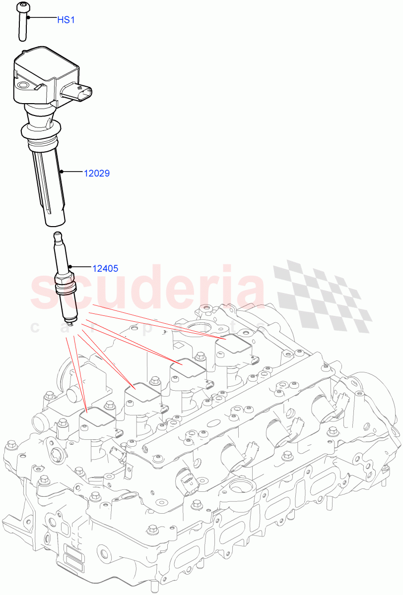 Ignition Coil And Wires/Spark Plugs (Solihull Plant Build) (2.0L I4 High DOHC AJ200 Petrol, 2.0L AJ200P Hi PHEV, 2.0L I4 Mid DOHC AJ200 Petrol) ((V) FROMHA000001) of Land Rover Land Rover Range Rover Sport (2014+) [2.0 Turbo Petrol AJ200P]