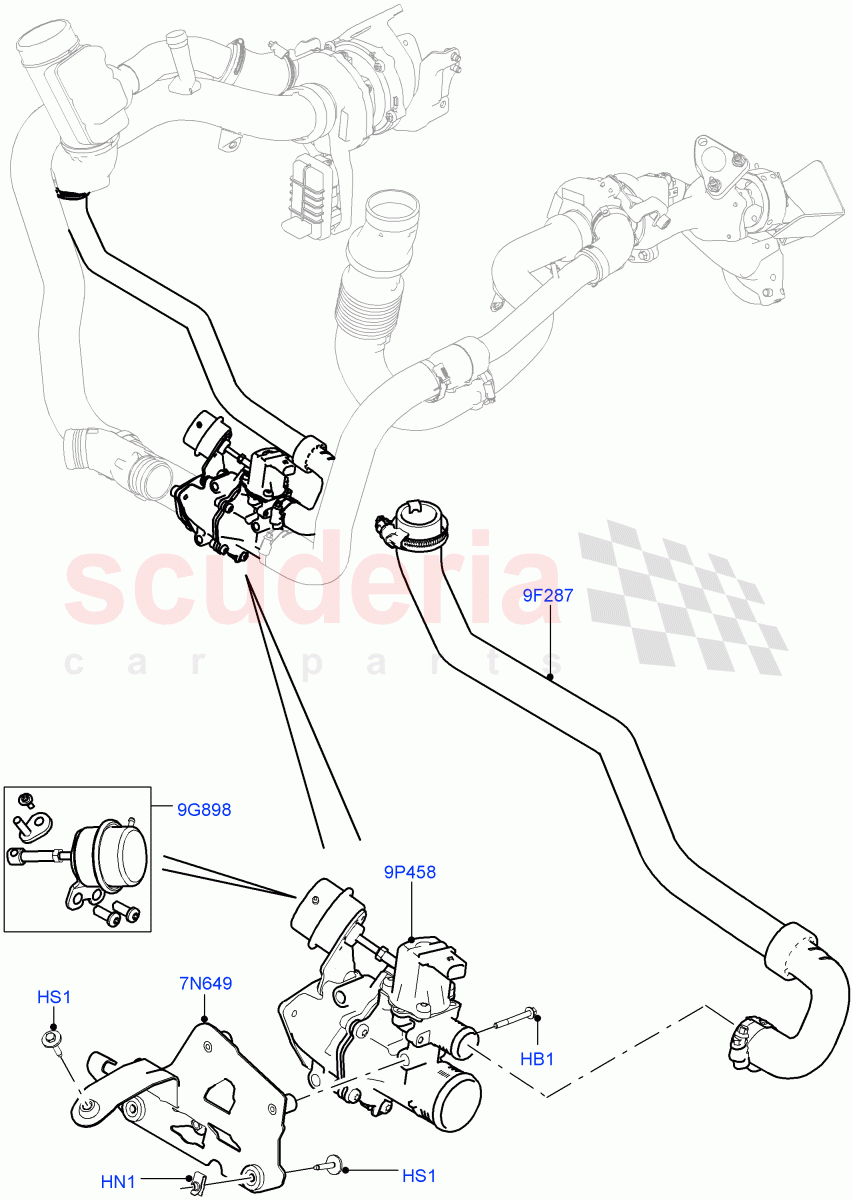 Turbocharger (Compressed Air Recirculation And Shut Off Valve) (4.4L DOHC DITC V8 Diesel) of Land Rover Land Rover Range Rover (2012-2021) [4.4 DOHC Diesel V8 DITC]