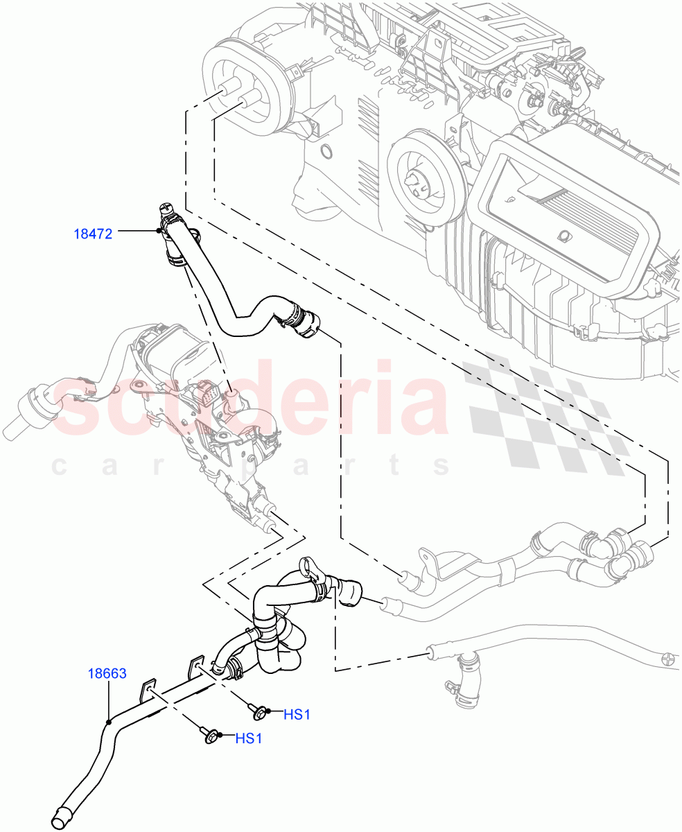 Heater Hoses (Front) (3.0 V6 Diesel, Fuel Fired Heater With Park Heat, Fuel Heater W/Pk Heat With Remote) ((V) FROMKA000001) of Land Rover Land Rover Range Rover Sport (2014+) [3.0 DOHC GDI SC V6 Petrol]
