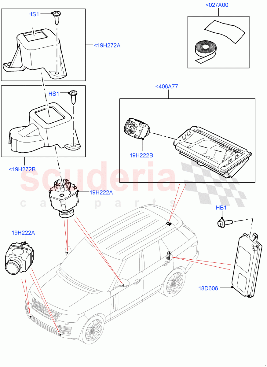 Camera Equipment (Surround Camera System) ((V) FROMEA000001, (V) TOFA999999) of Land Rover Land Rover Range Rover (2012-2021) [3.0 DOHC GDI SC V6 Petrol]