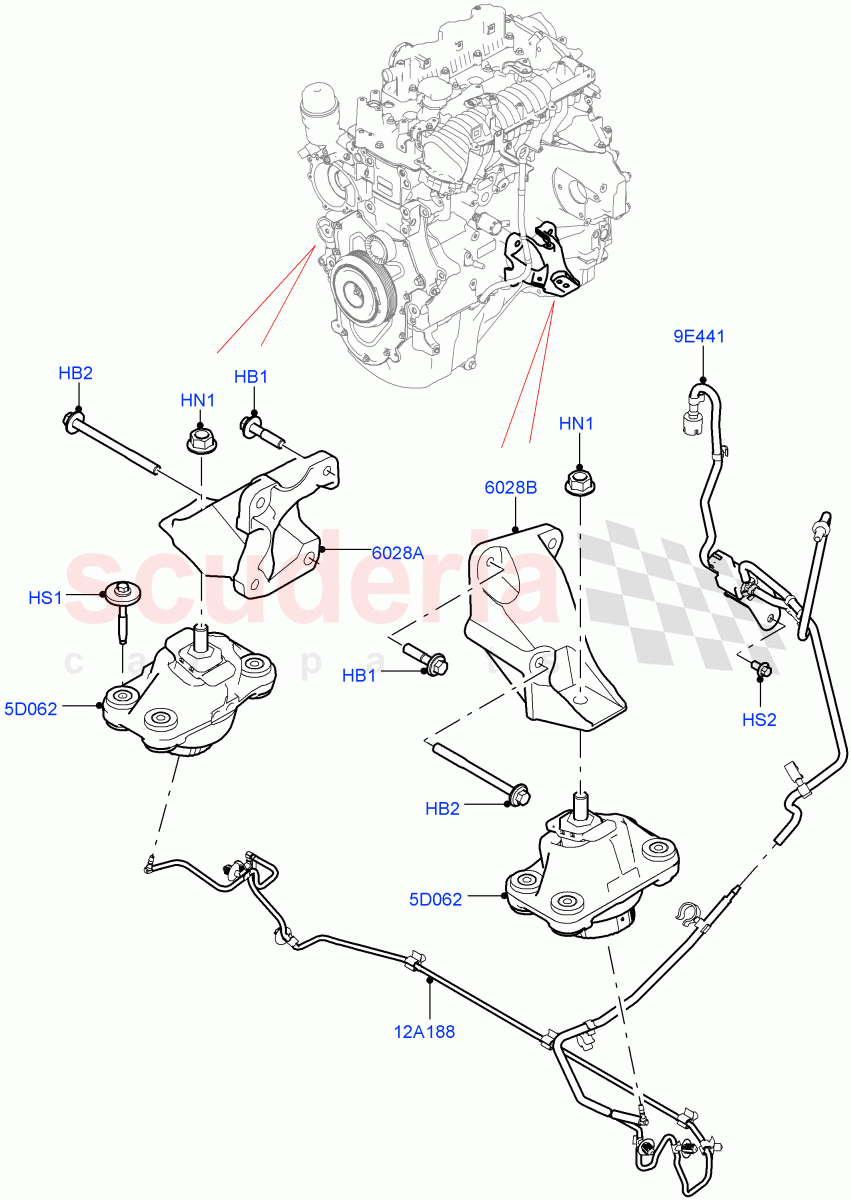 Engine Mounting (Nitra Plant Build) (2.0L I4 DSL HIGH DOHC AJ200) of Land Rover Land Rover Defender (2020+) [3.0 I6 Turbo Diesel AJ20D6]