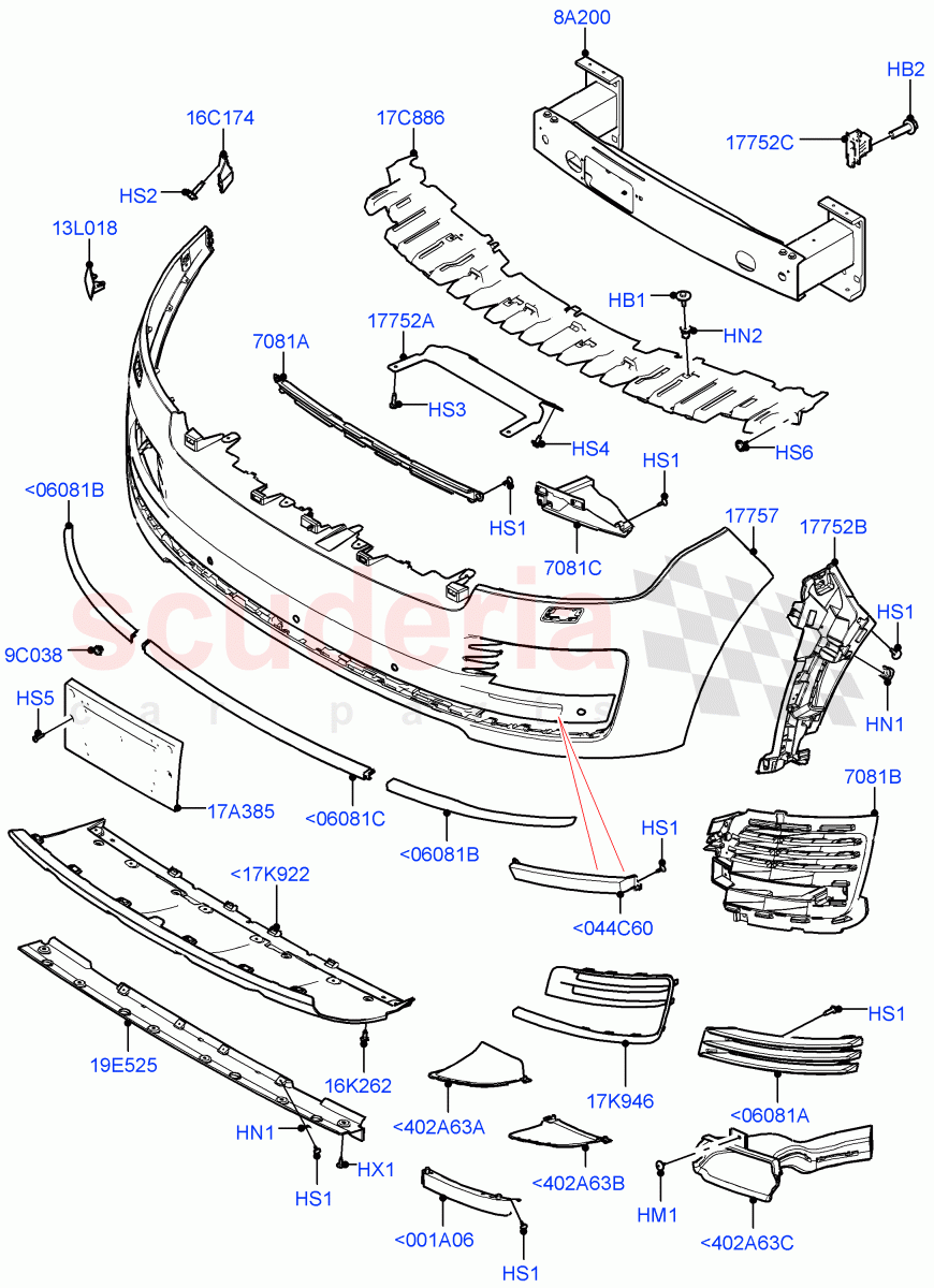 Radiator Grille And Front Bumper ((V) FROMJA000001) of Land Rover Land Rover Range Rover (2012-2021) [3.0 I6 Turbo Petrol AJ20P6]
