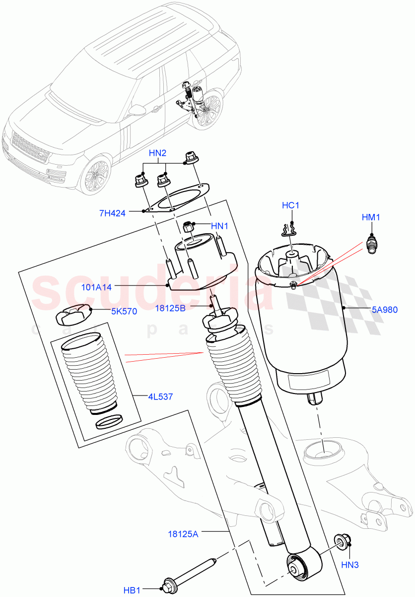 Rear Springs And Shock Absorbers of Land Rover Land Rover Range Rover (2012-2021) [3.0 I6 Turbo Petrol AJ20P6]