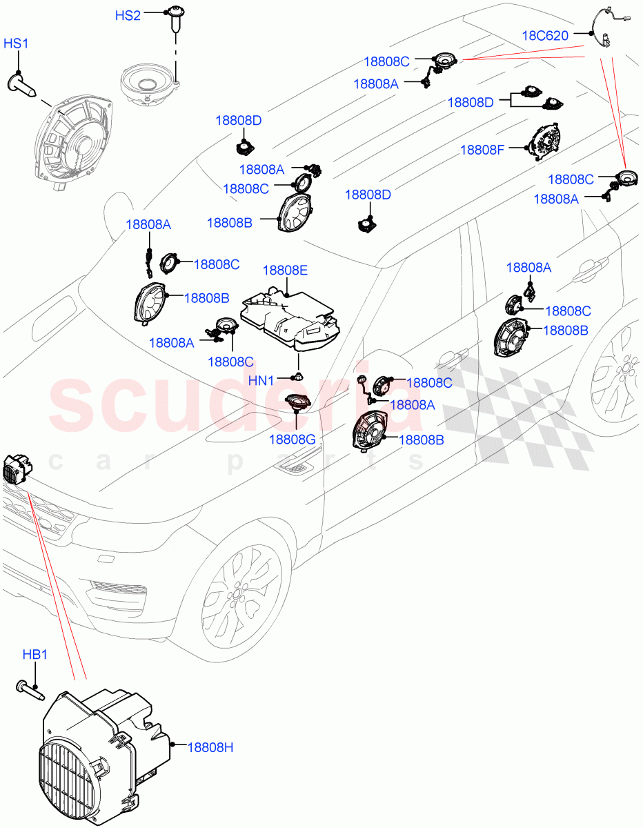 Speakers (Super Premium Audio 2500 W) of Land Rover Land Rover Range Rover Sport (2014+) [2.0 Turbo Diesel]