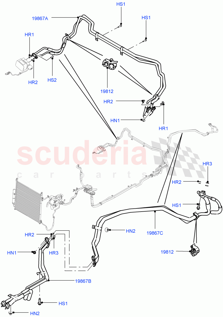 Air Conditioning Condensr/Compressr (Rear) (Premium Air Con Hybrid Front/Rear) ((V) FROMEA000001, (V) TOHA999999) of Land Rover Land Rover Range Rover Sport (2014+) [3.0 I6 Turbo Petrol AJ20P6]